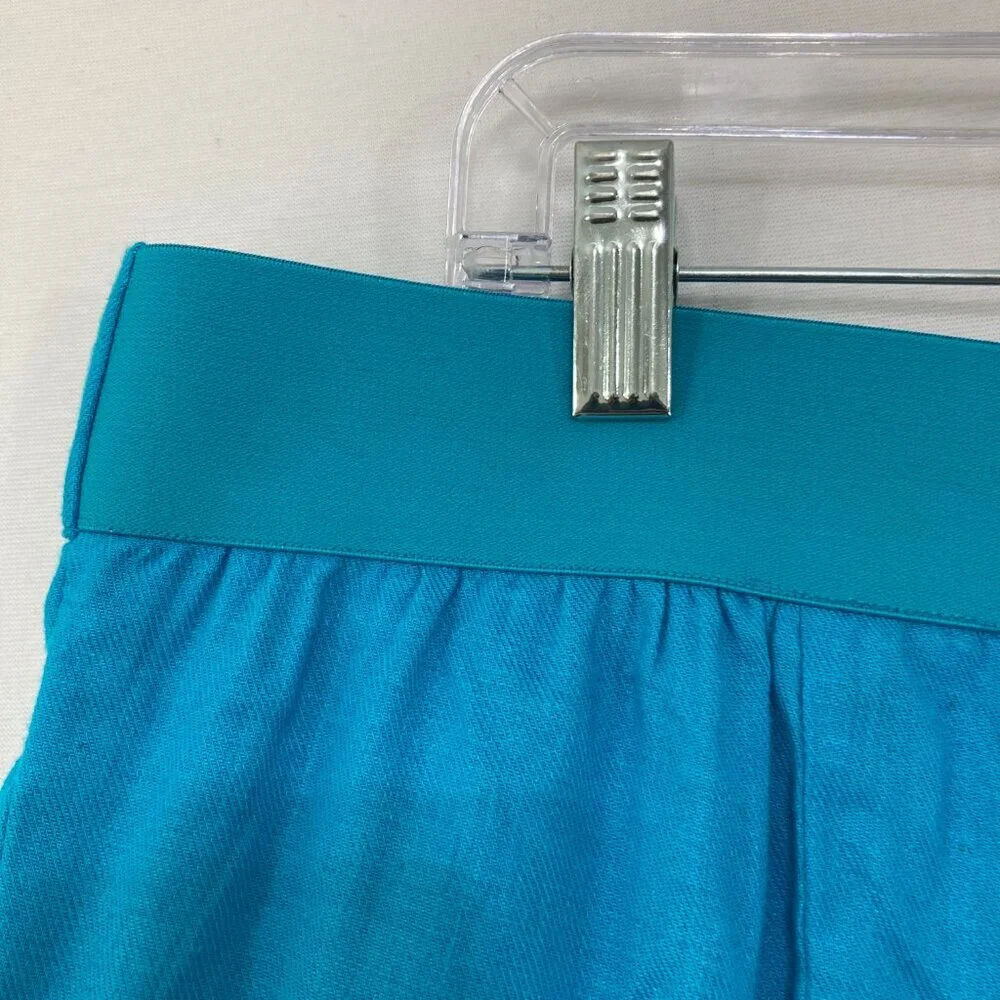 New DG2 by Diane Gilman size 1X Blue Wide Leg Linen Blend Soft Pull-on Pants‎